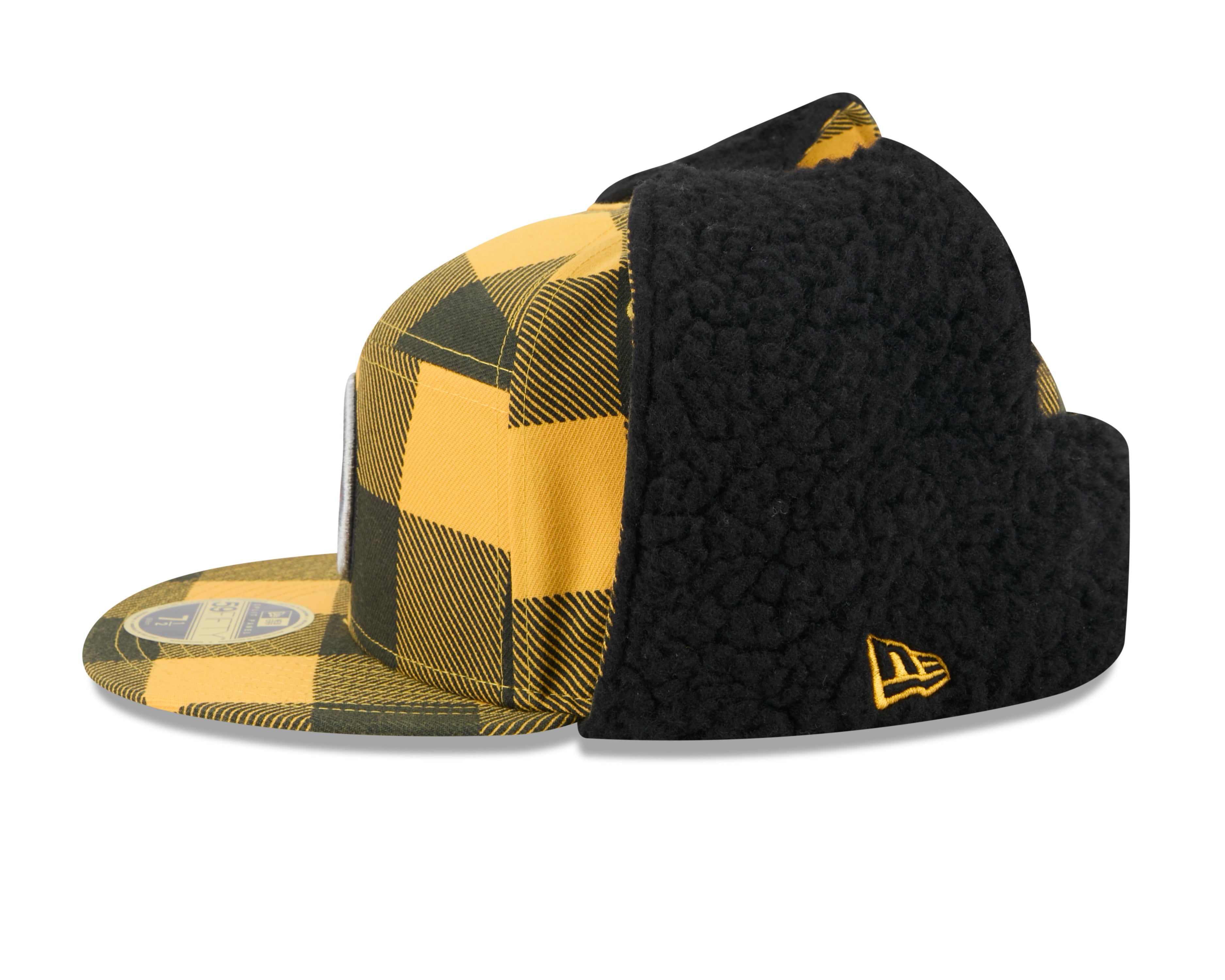 Pittsburgh Steelers NFL New Era Men's Yellow 59Fifty Split Panel Dog Ear Plaid Fitted Hat