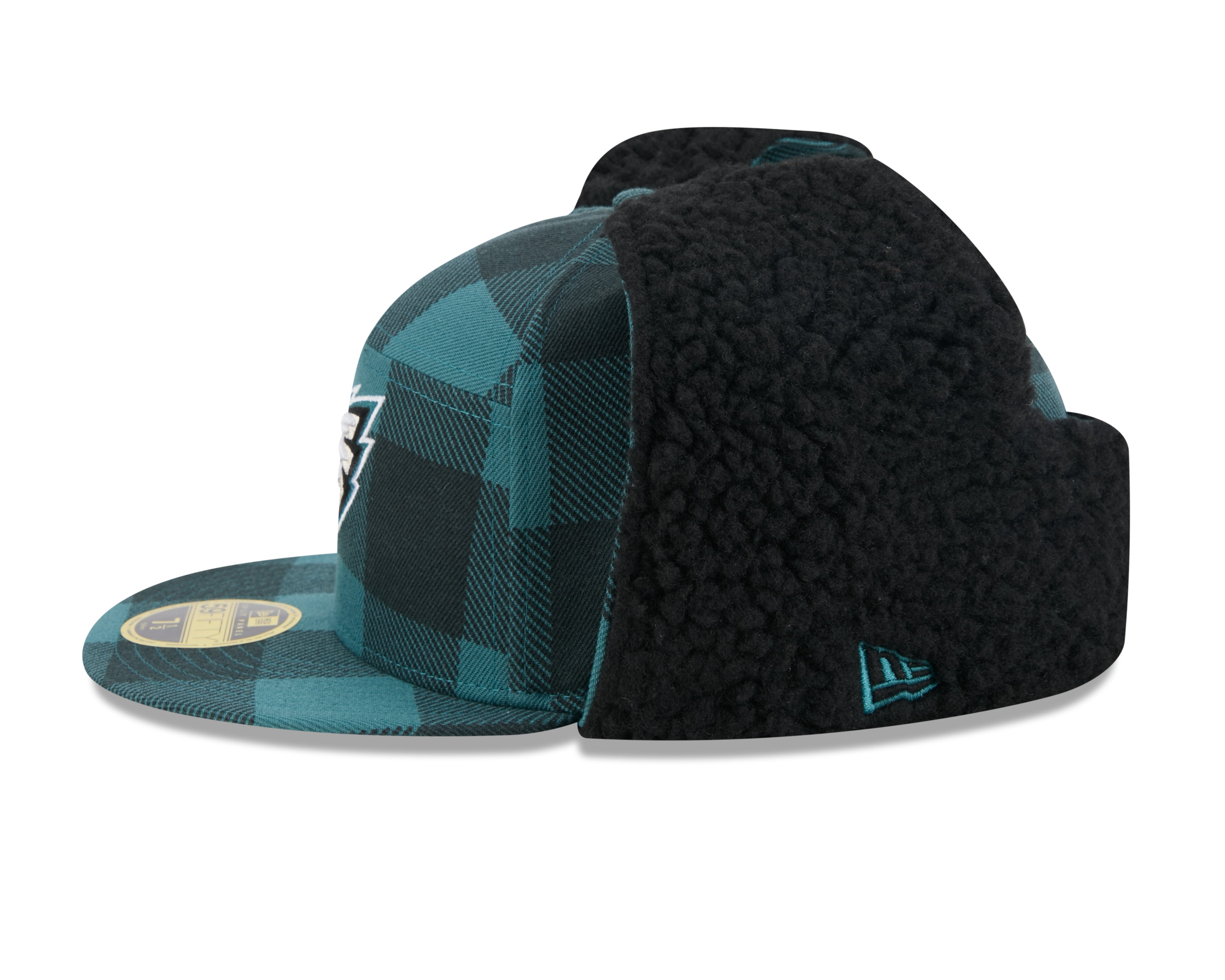 Philadelphia Eagles NFL New Era Men's Black 59Fifty Split Panel Dog Ear Plaid Fitted Hat
