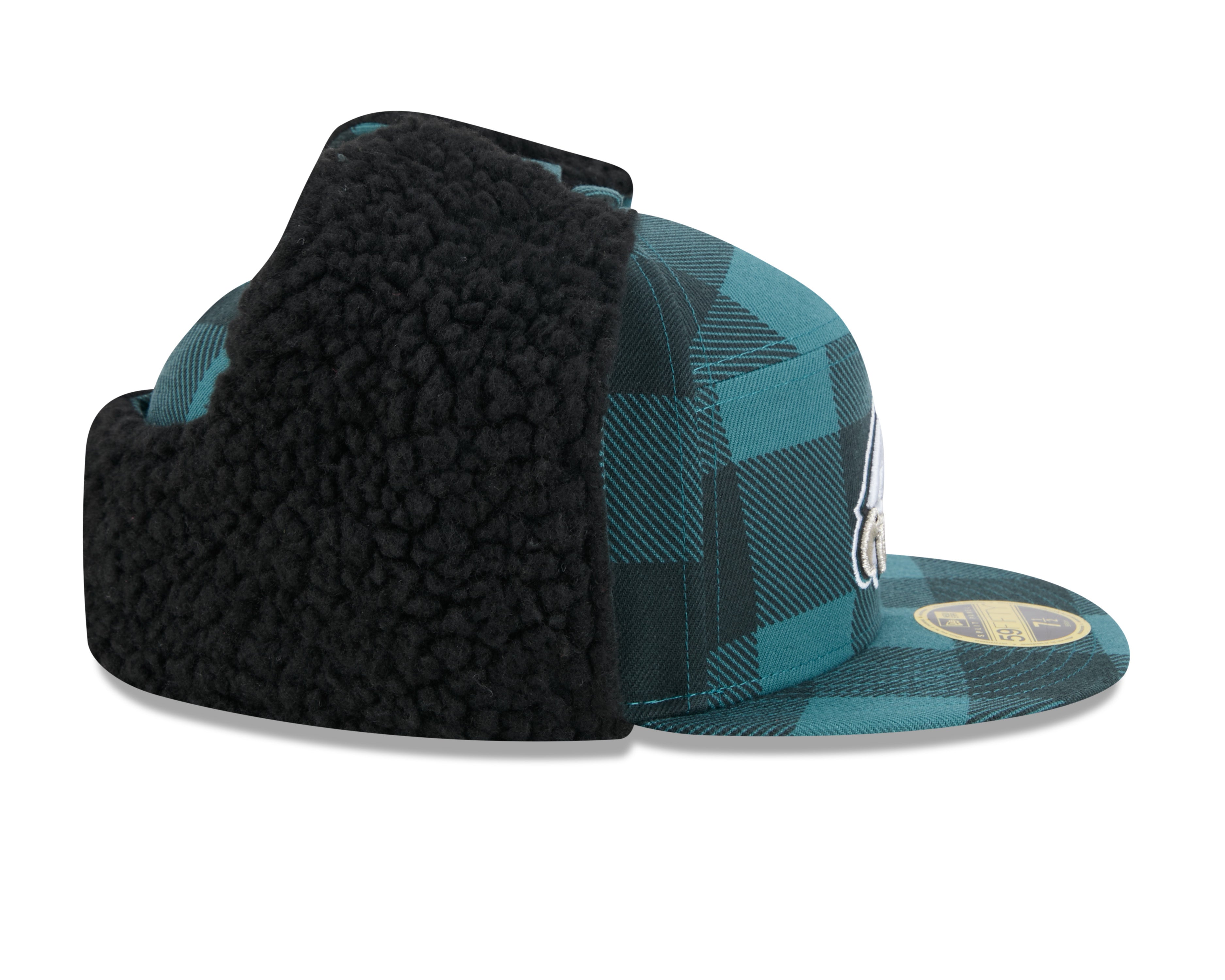 Philadelphia Eagles NFL New Era Men's Black 59Fifty Split Panel Dog Ear Plaid Fitted Hat