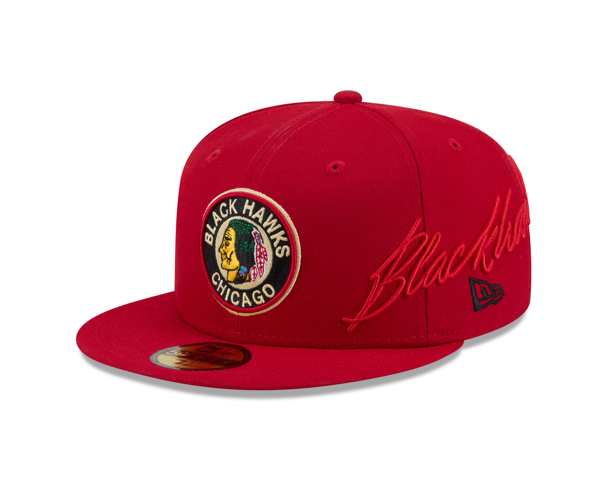 Chicago Blackhawks NHL New Era Men's Red 59Fifty Side Script Fitted Hat