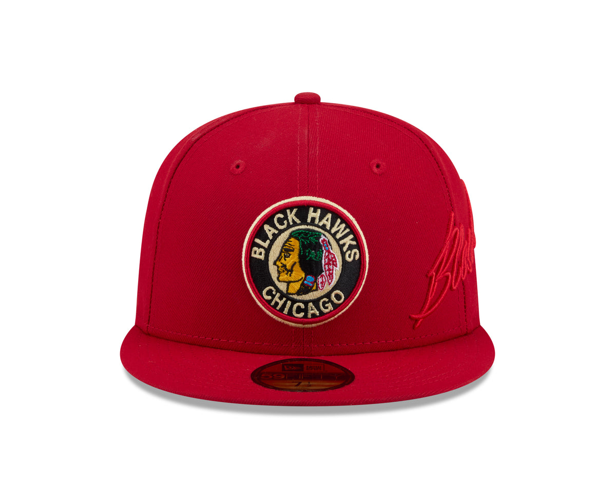 Chicago Blackhawks NHL New Era Men's Red 59Fifty Side Script Fitted Hat