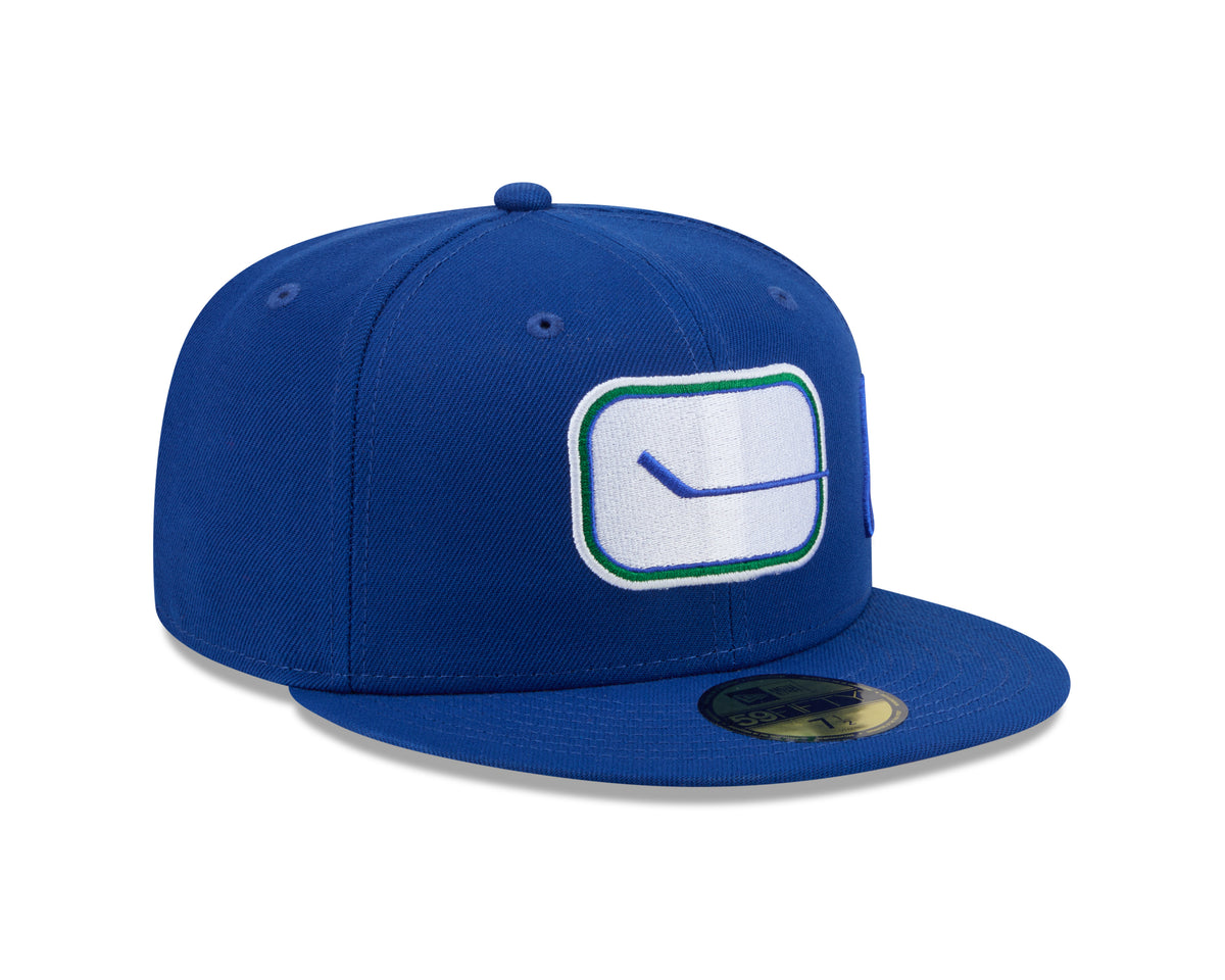 Vancouver Canucks NHL New Era Men's Royal 59Fifty Side Script Fitted Hat