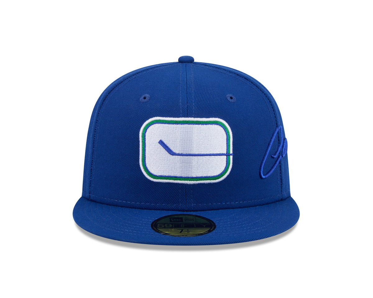 Vancouver Canucks NHL New Era Men's Royal 59Fifty Side Script Fitted Hat