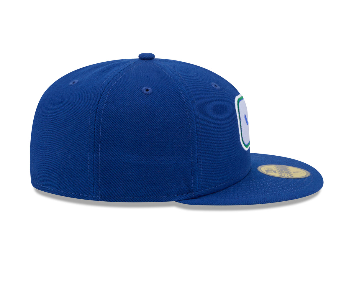 Vancouver Canucks NHL New Era Men's Royal 59Fifty Side Script Fitted Hat