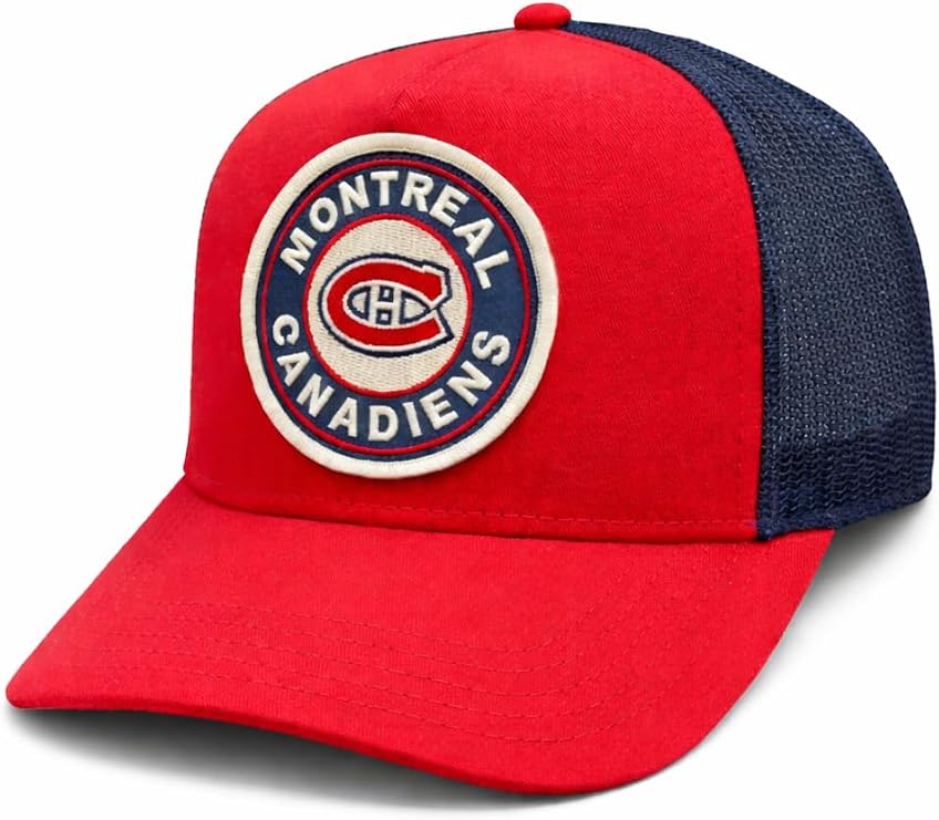 Montreal Canadiens NHL American Needle Men's Red/Navy Valin Mesh Back Trucker Snapback Hat