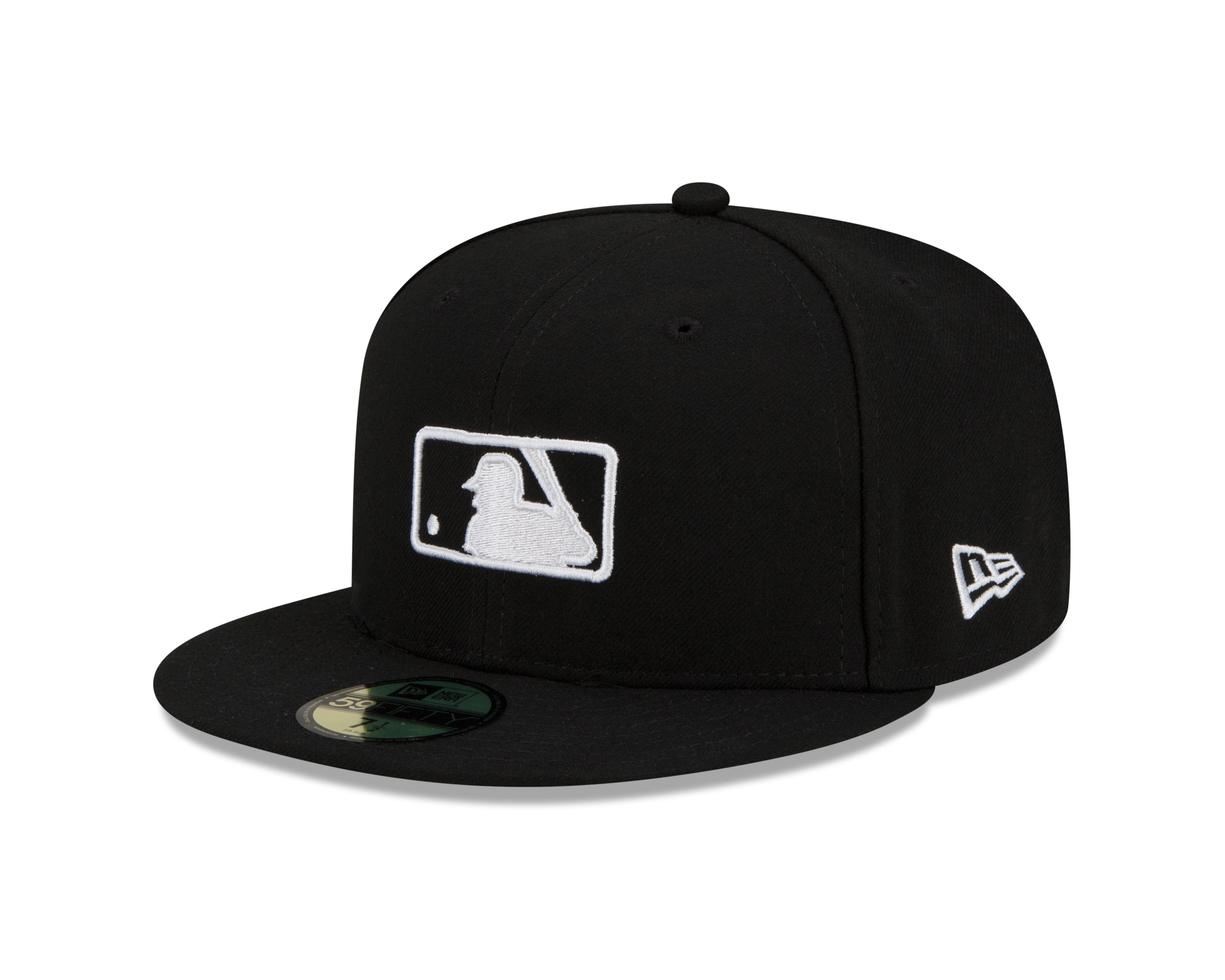 MLB Batterman Logo New Era Men's Black White 59Fifty Leather Sweatband Fitted Hat