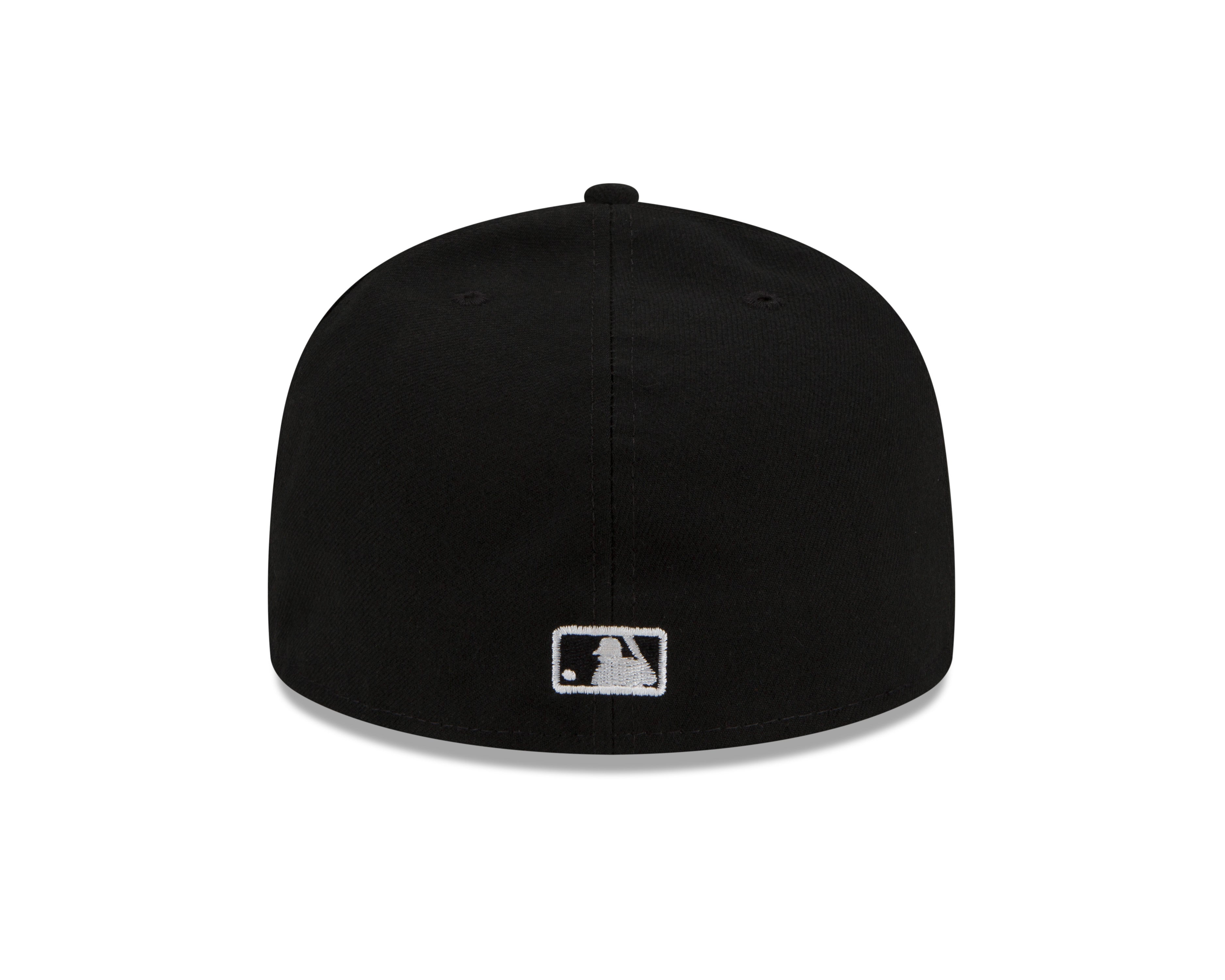 MLB Batterman Logo New Era Men's Black White 59Fifty Leather Sweatband Fitted Hat