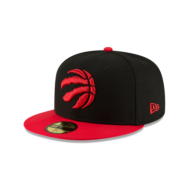 Casquette ajustée bicolore 59Fifty noire/rouge pour homme NBA New Era des Toronto Raptors