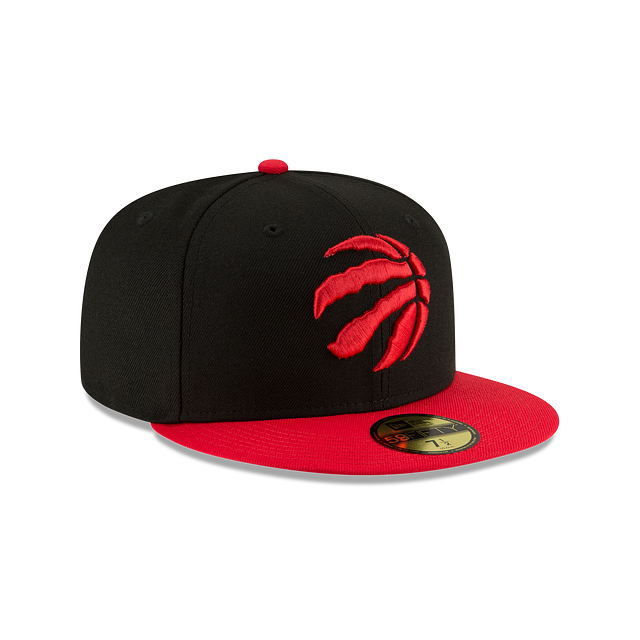 Casquette ajustée bicolore 59Fifty noire/rouge pour homme NBA New Era des Toronto Raptors