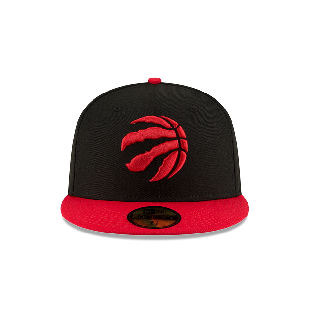 Casquette ajustée bicolore 59Fifty noire/rouge pour homme NBA New Era des Toronto Raptors