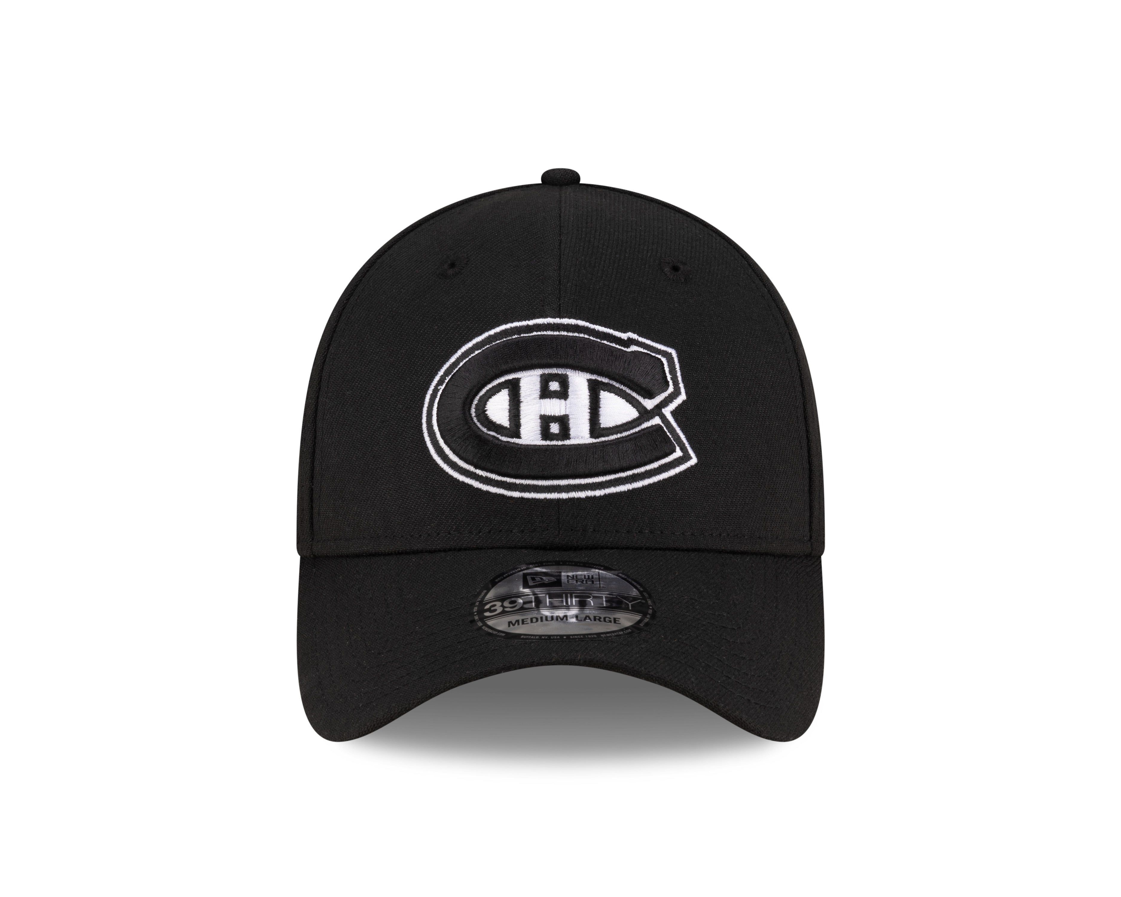 Montreal Canadiens NHL New Era Men's Black/White 39Thirty Team Classic Stretch Fit Hat