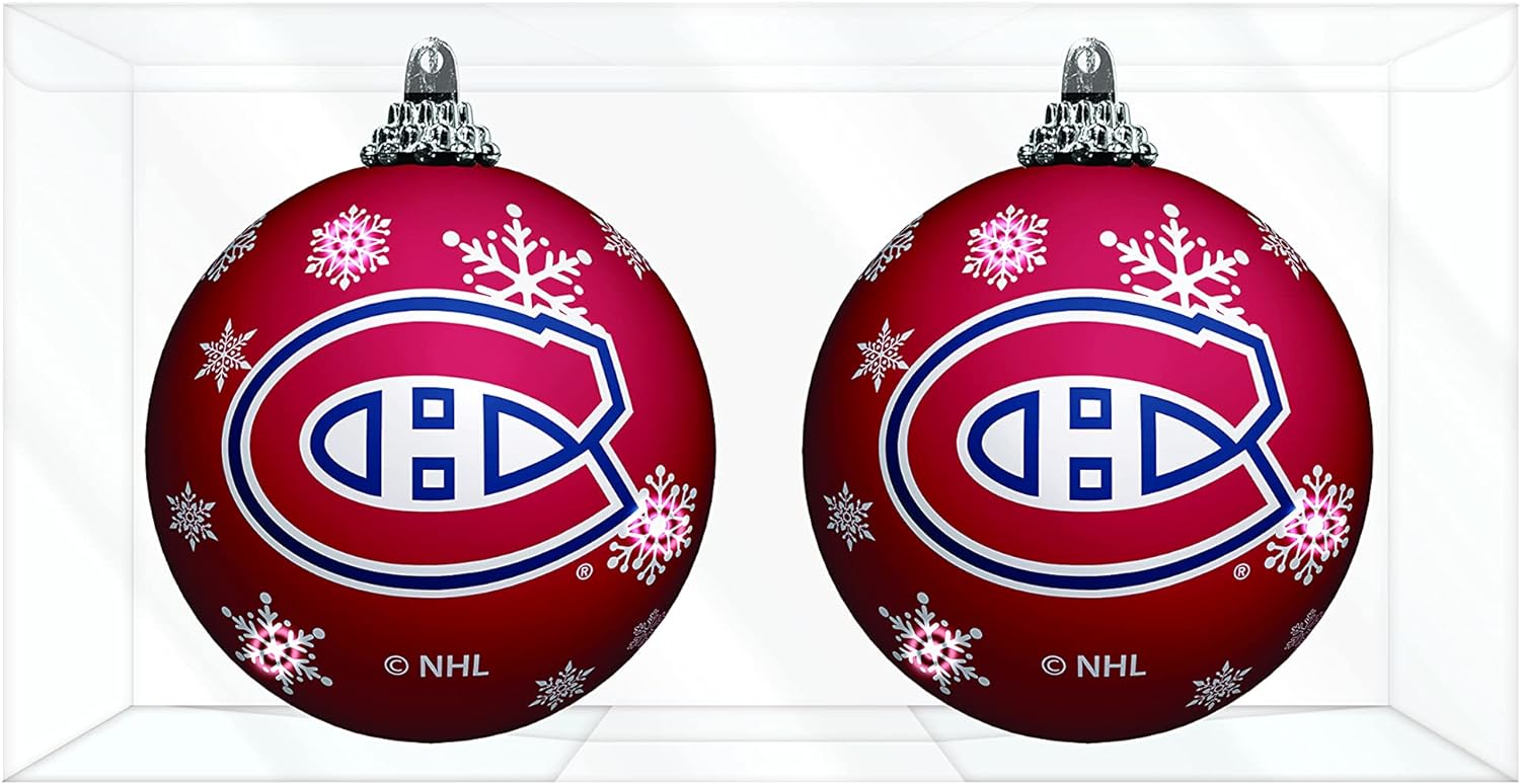 Montreal Canadiens NHL TSV 2 Pack Light Up Shatterproof Ornament Balls