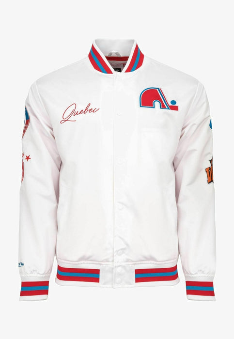 Quebec Nordiques NHL Mitchell & Ness Men’s White City Collection Lightweight Satin Jacket