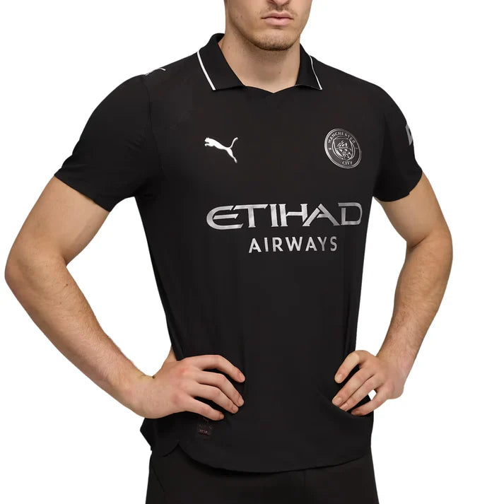 Maillot extérieur authentique noir Manchester City EPL Puma pour homme 2025/26 avec boîte 