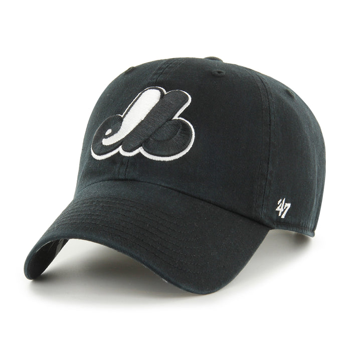Montreal Expos MLB 47 Brand Men's Black Dark Tropic Clean Up Adjustable Hat