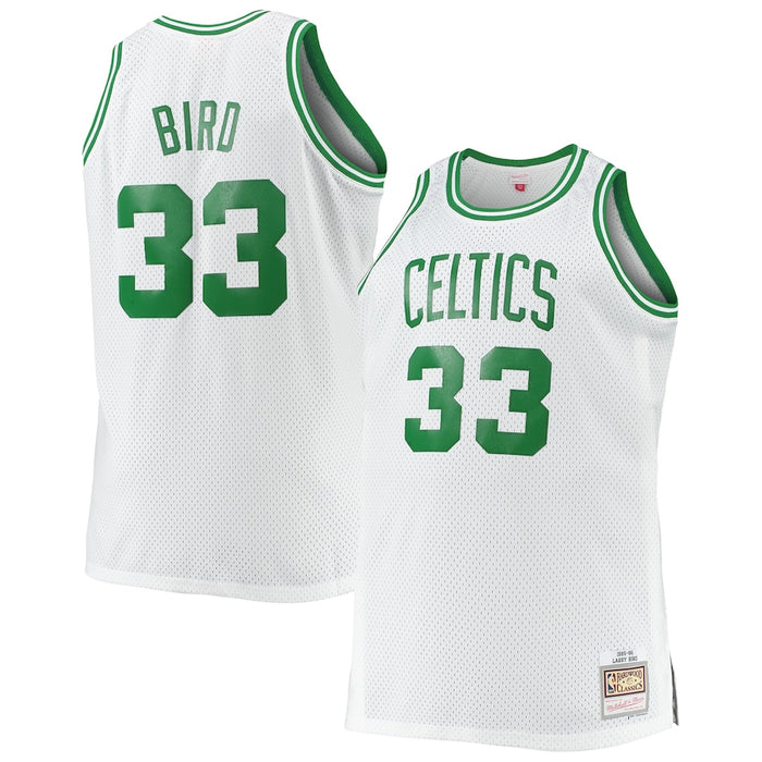 Larry Bird Boston Celtics NBA Mitchell & Ness Men's White 1985-86 Hardwood Classics Swingman Jersey