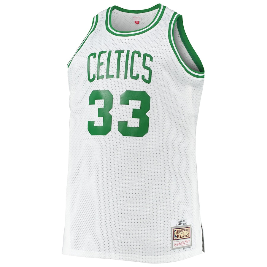 Larry Bird Boston Celtics NBA Mitchell & Ness Homme Blanc 1985-86 Hardwood Classics Swingman Maillot