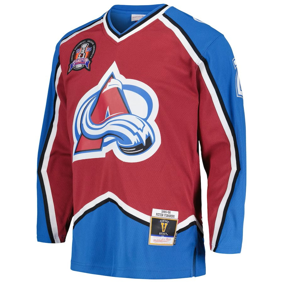 Peter Forsberg Colorado Avalanche NHL Mitchell & Ness Maroon 1995 Blue Line Maillot authentique pour hommes