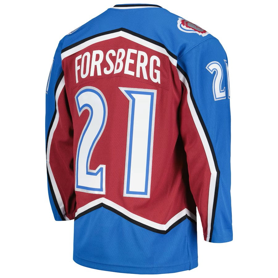 Peter Forsberg Colorado Avalanche NHL Mitchell & Ness Maroon 1995 Blue Line Maillot authentique pour hommes