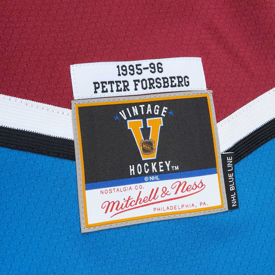 Peter Forsberg Colorado Avalanche NHL Mitchell & Ness Maroon 1995 Blue Line Maillot authentique pour hommes