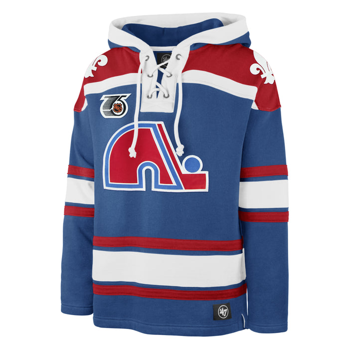Quebec Nordiques NHL 47 Brand Men's Light Blue Retro Freeze Superior Lacer Hoodie