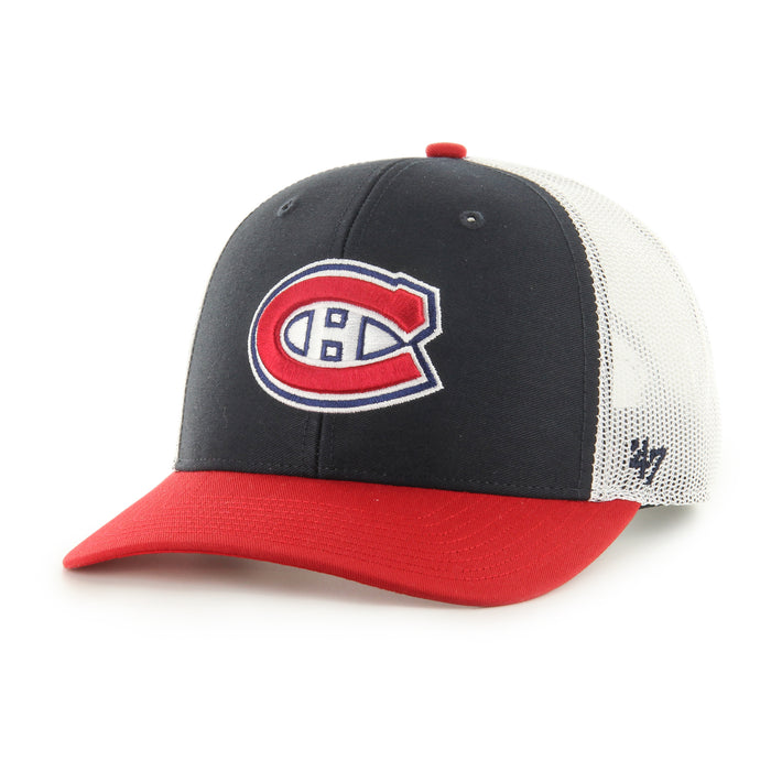 Montreal Canadiens NHL 47 Brand Men's Navy Side Note Trucker Snapback