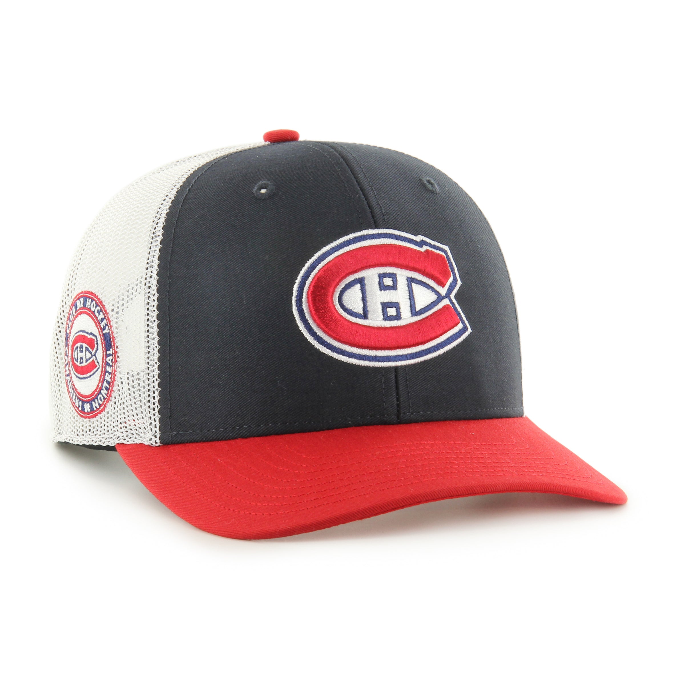 Montreal Canadiens NHL 47 Brand Men's Navy Side Note Trucker Snapback