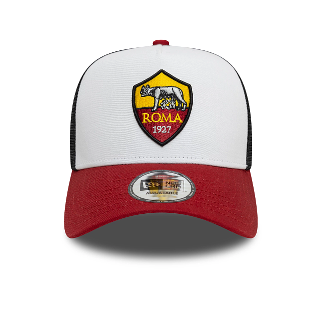 Casquette snapback New Era 9Forty Trucker Core blanche/rouge pour homme de l'AS Roma Serie A