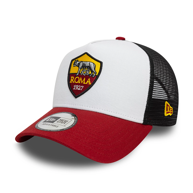 Casquette snapback New Era 9Forty Trucker Core blanche/rouge pour homme de l'AS Roma Serie A