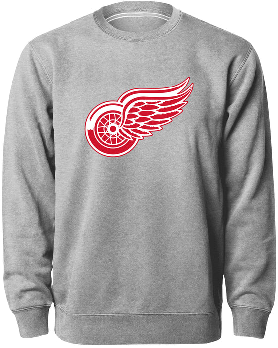 Detroit Red Wings NHL Bulletin Men's Athletic Grey Twill Logo Express Crew Sweater