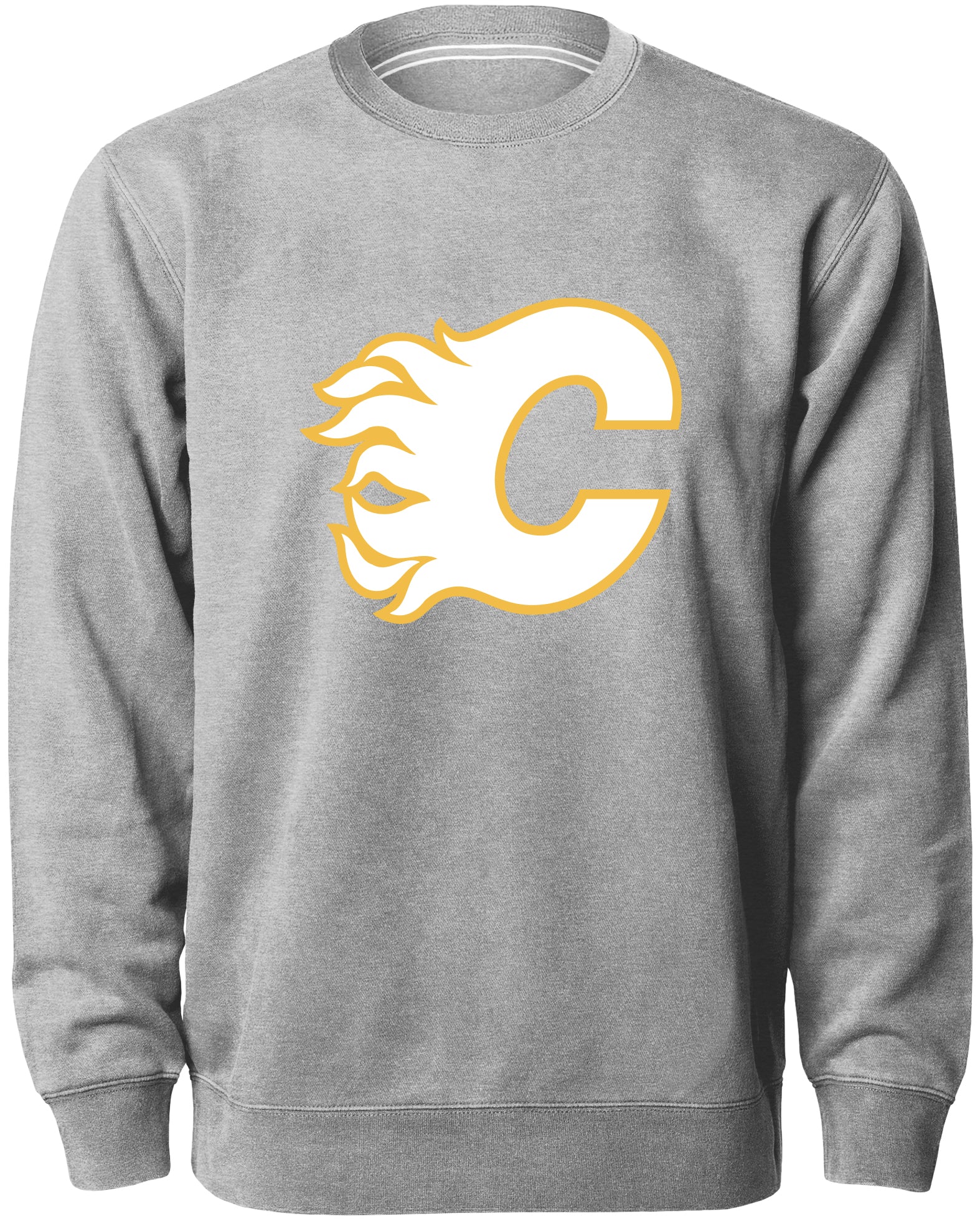 Calgary Flames NHL Bulletin Men's Athletic Grey Twill Logo Express Crew Sweater