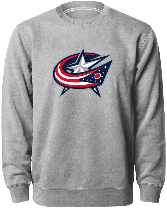 Columbus Blue Jackets NHL Bulletin Men's Athletic Grey Twill Logo Express Crew Sweater