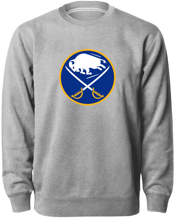 Buffalo Sabres NHL Bulletin Men's Athletic Grey Twill Logo Express Crew Sweater