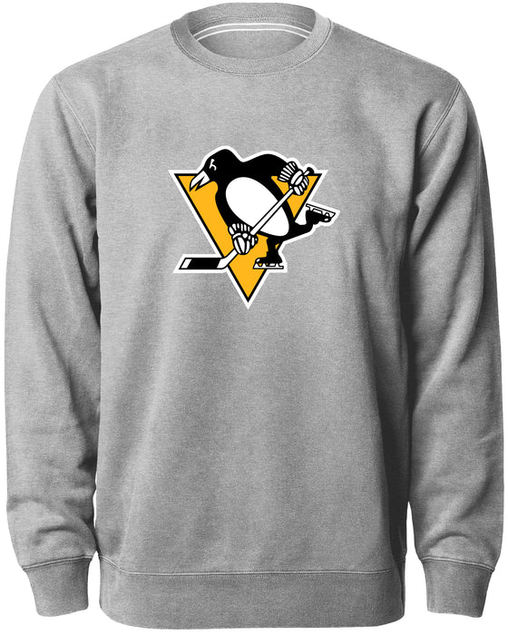 Pittsburgh Penguins NHL Bulletin Men's Athletic Grey Twill Logo Express Crew Sweater