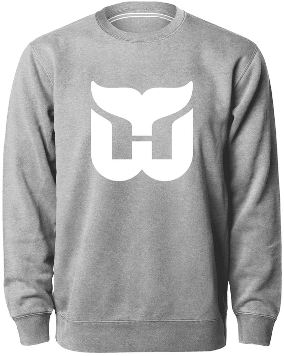 Hartford Whalers NHL Bulletin Men's Athletic Grey Twill Logo Express Crew Sweater