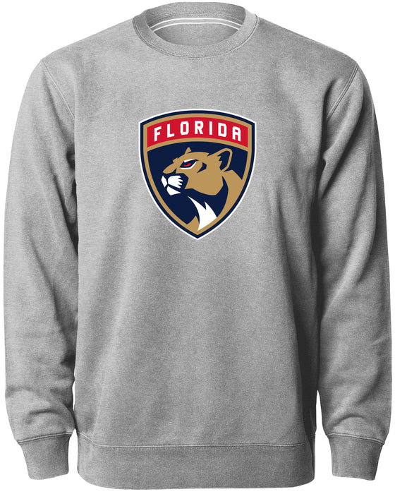 Florida Panthers NHL Bulletin Men's Athletic Grey Twill Logo Express Crew Sweater