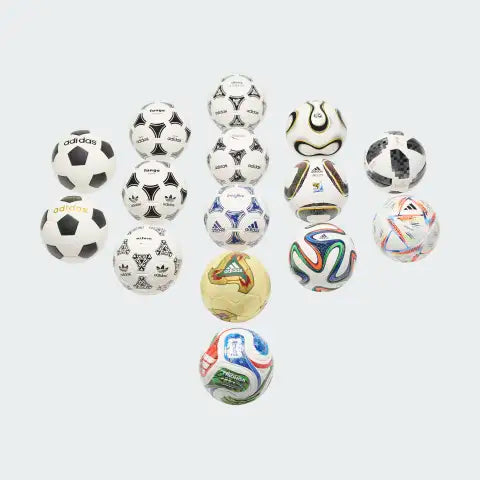 Ensemble de mini-ballons de football historiques Adidas FIFA Coupe du Monde 1970-2026, taille 1