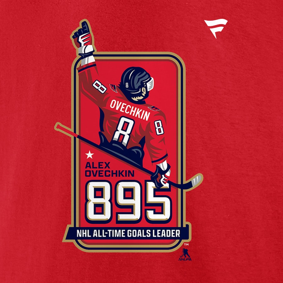 T-shirt de vestiaire rouge pour homme de marque Alexander Ovechkin des Capitals de Washington, meilleur buteur de tous les temps de la LNH, numéro 895
