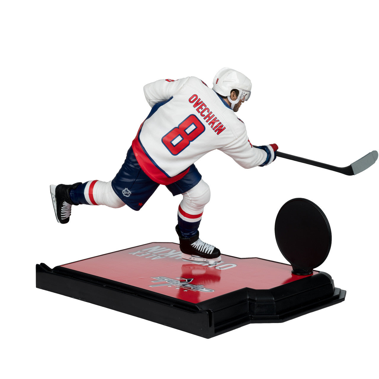 Figurine articulée de 18 cm d'Alexander Ovechkin des Capitals de Washington de la NHL, série Legacy, uniforme blanc, McFarlane Toys.