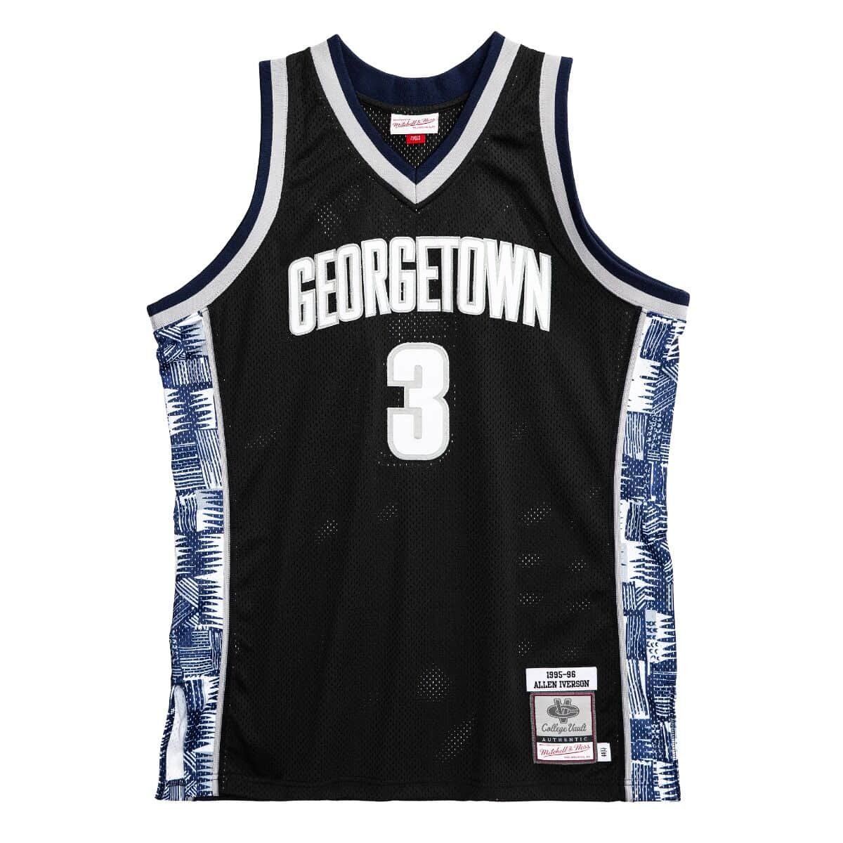 Allen Iverson Georgetown University NCAA Mitchell & Ness Homme Noir 1995-96 Hardwood Classics Swingman Maillot