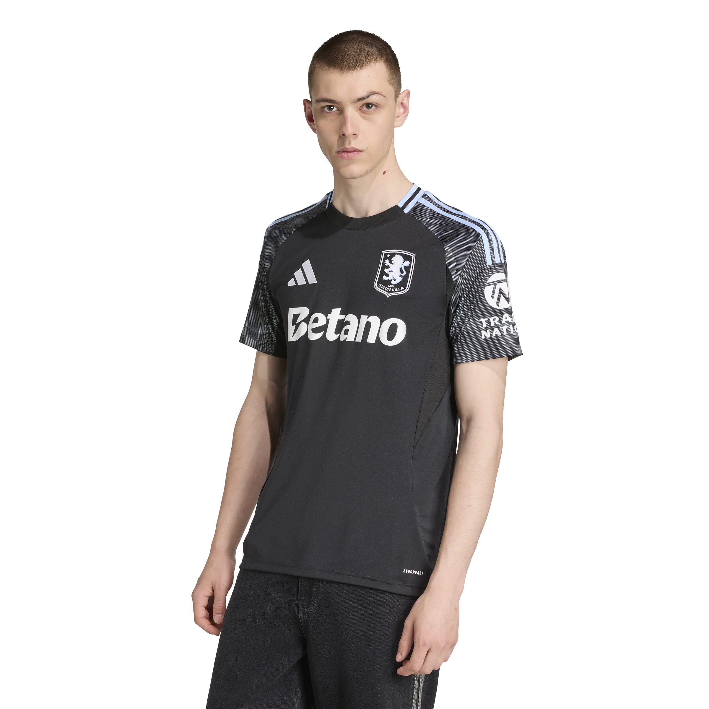 Maillot extérieur réplique noir Adidas Aston Villa EPL homme 2025/26