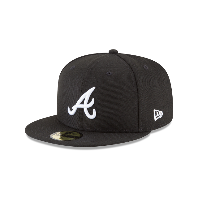 Atlanta Braves MLB New Era Men's Black White 59Fifty Basic Fitted Hat