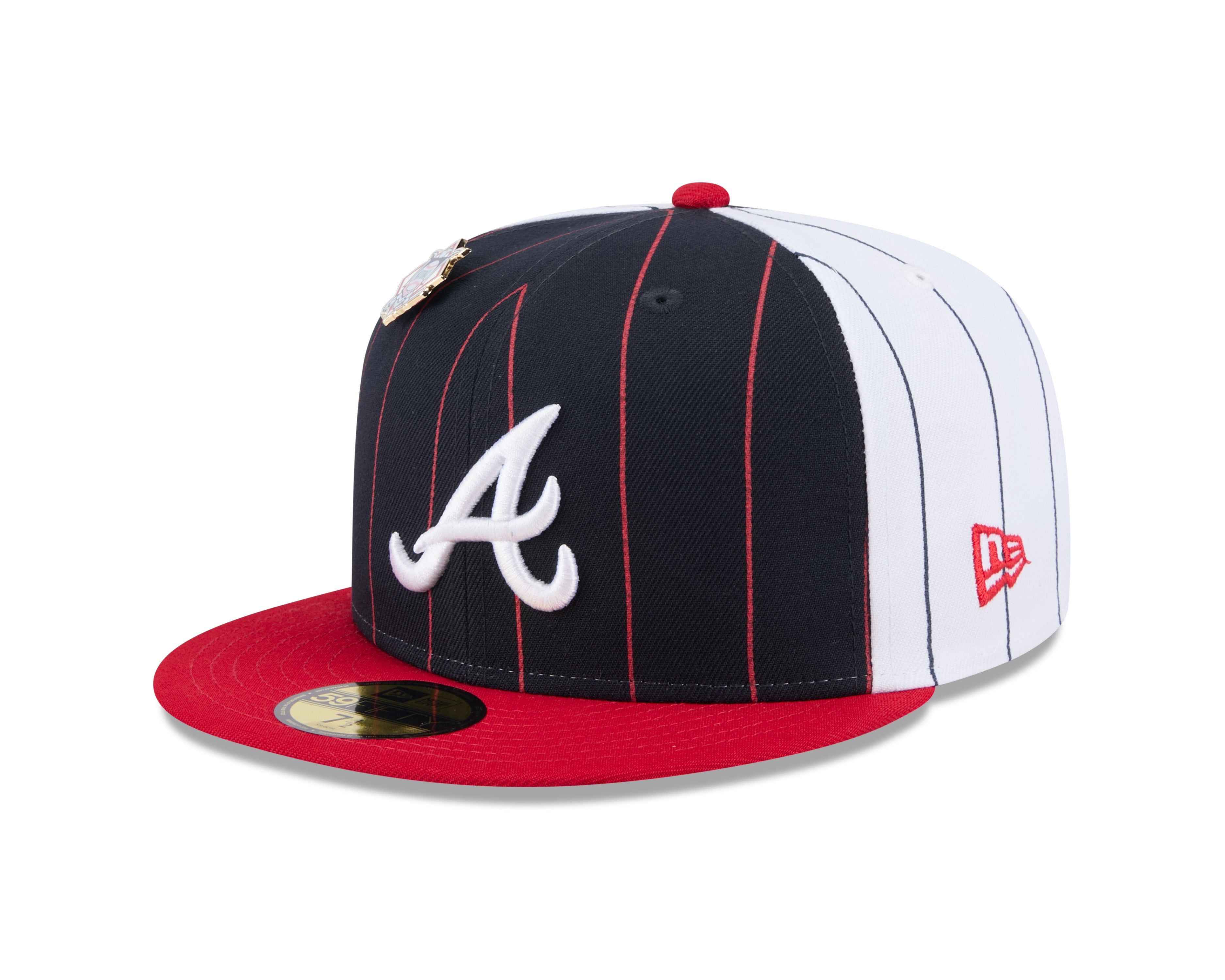 Atlanta Braves MLB New Era Men's Navy 59Fifty Two Tone Pinstripe Fitted Hat