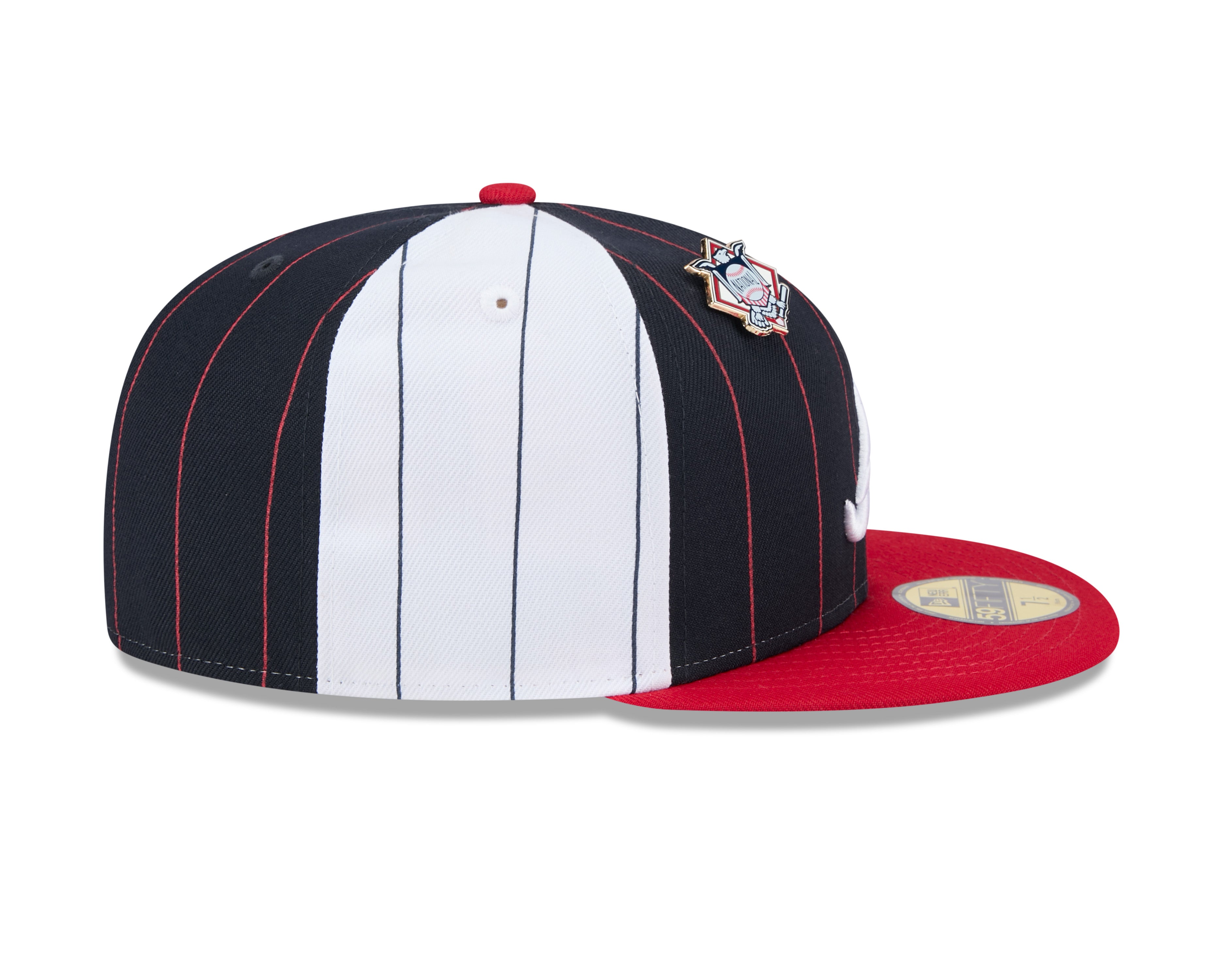 Atlanta Braves MLB New Era Men's Navy 59Fifty Two Tone Pinstripe Fitted Hat