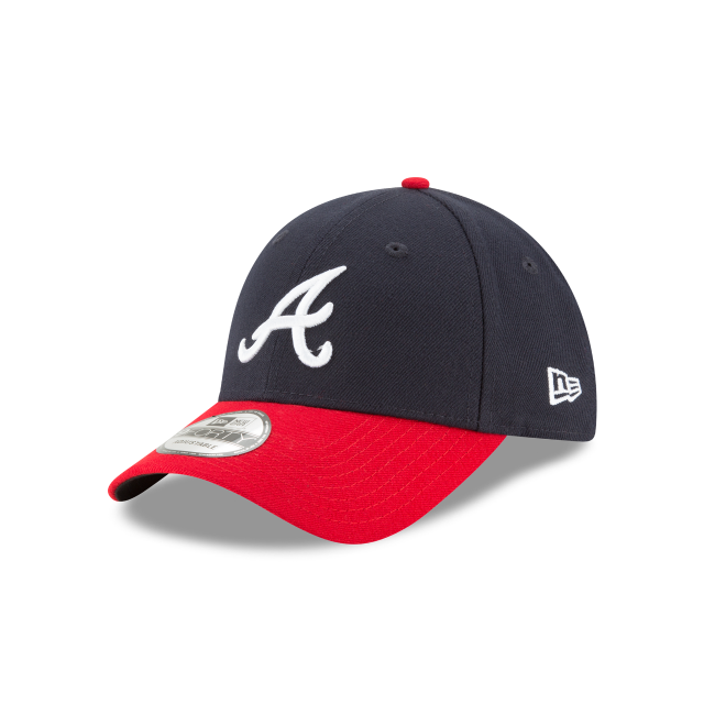 Atlanta Braves MLB New Era Casquette réglable alternative 9Forty League rouge marine pour hommes