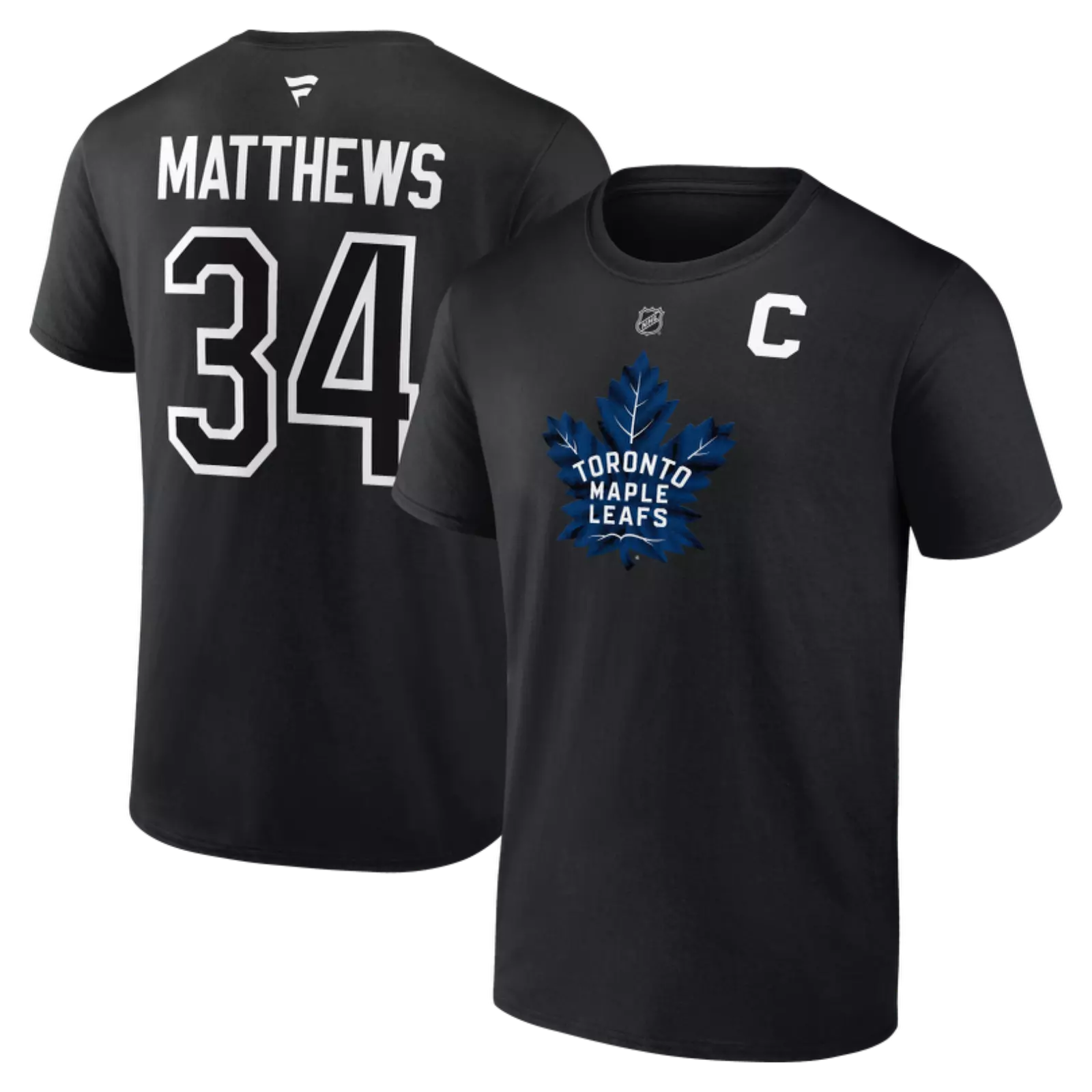 T-shirt authentique alternatif noir de marque Auston Matthews Toronto Maple Leafs NHL Fanatics pour hommes