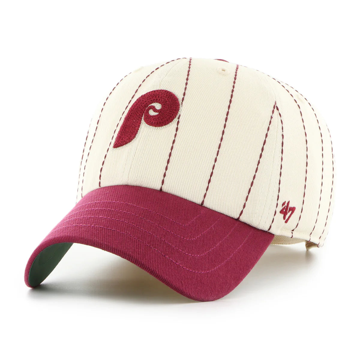 Philadelphia Phillies MLB 47 Brand Men's Beige Rawlings Pinstripe Clean Up Adjustable Hat