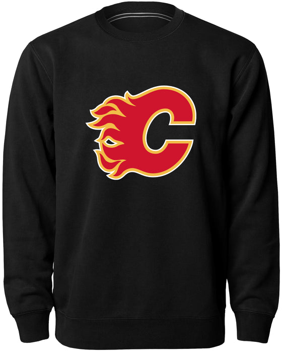 Calgary Flames NHL Bulletin Men's Black Twill Logo Express Crew Sweater