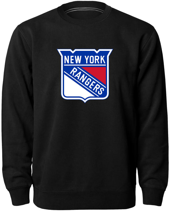 New York Rangers NHL Bulletin Men's Black Twill Logo Express Crew Sweater