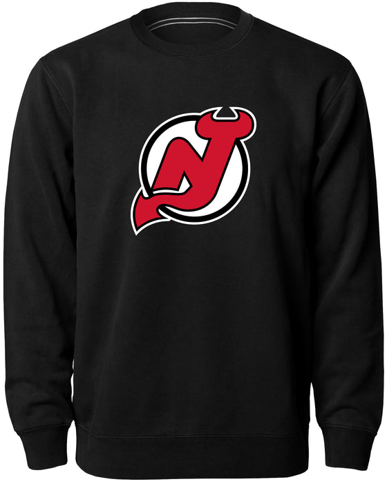 New Jersey Devils NHL Bulletin Men's Black Twill Logo Express Crew Sweater